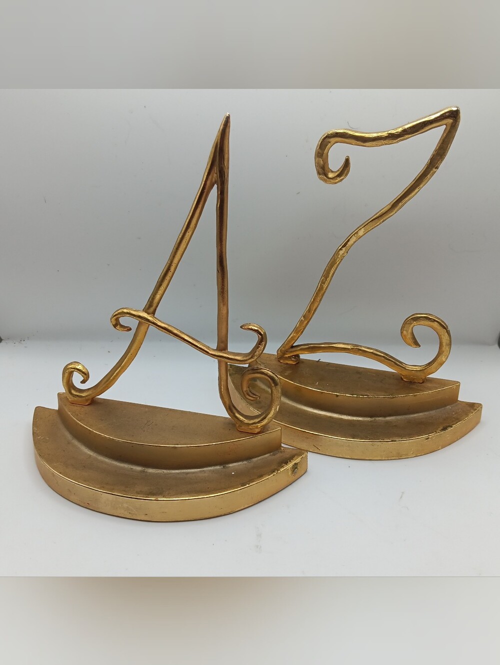 Unique Modulus A to Z Gold Metal Bookends 8”